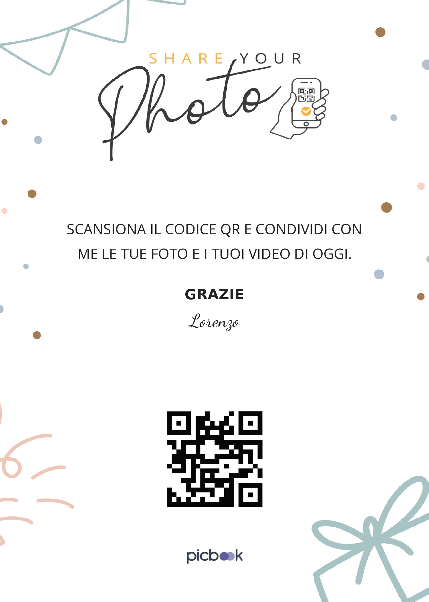 QR Code Cornice da tavolo 5x7