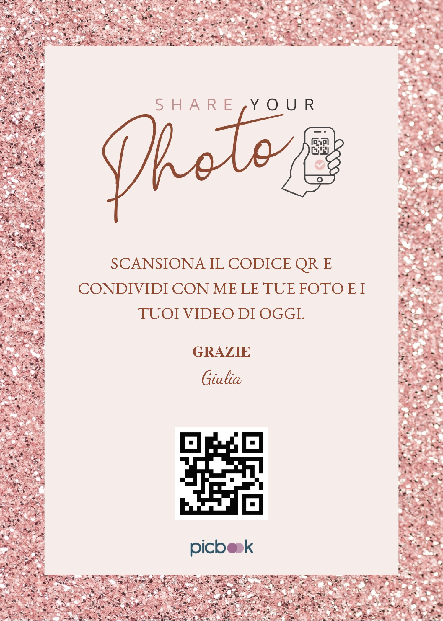 QR Code Cornice da tavolo 5x7