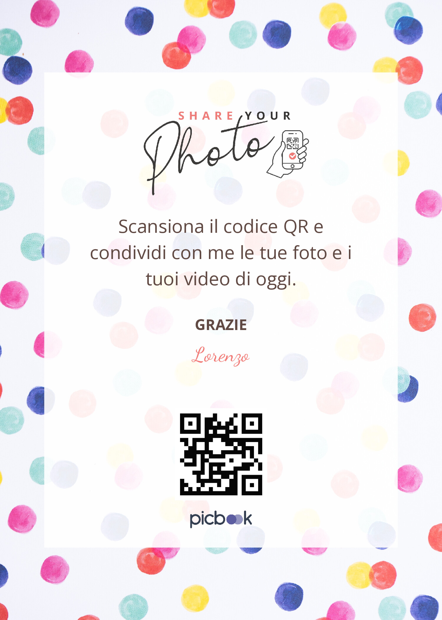 QR Code Cornice da tavolo 5x7