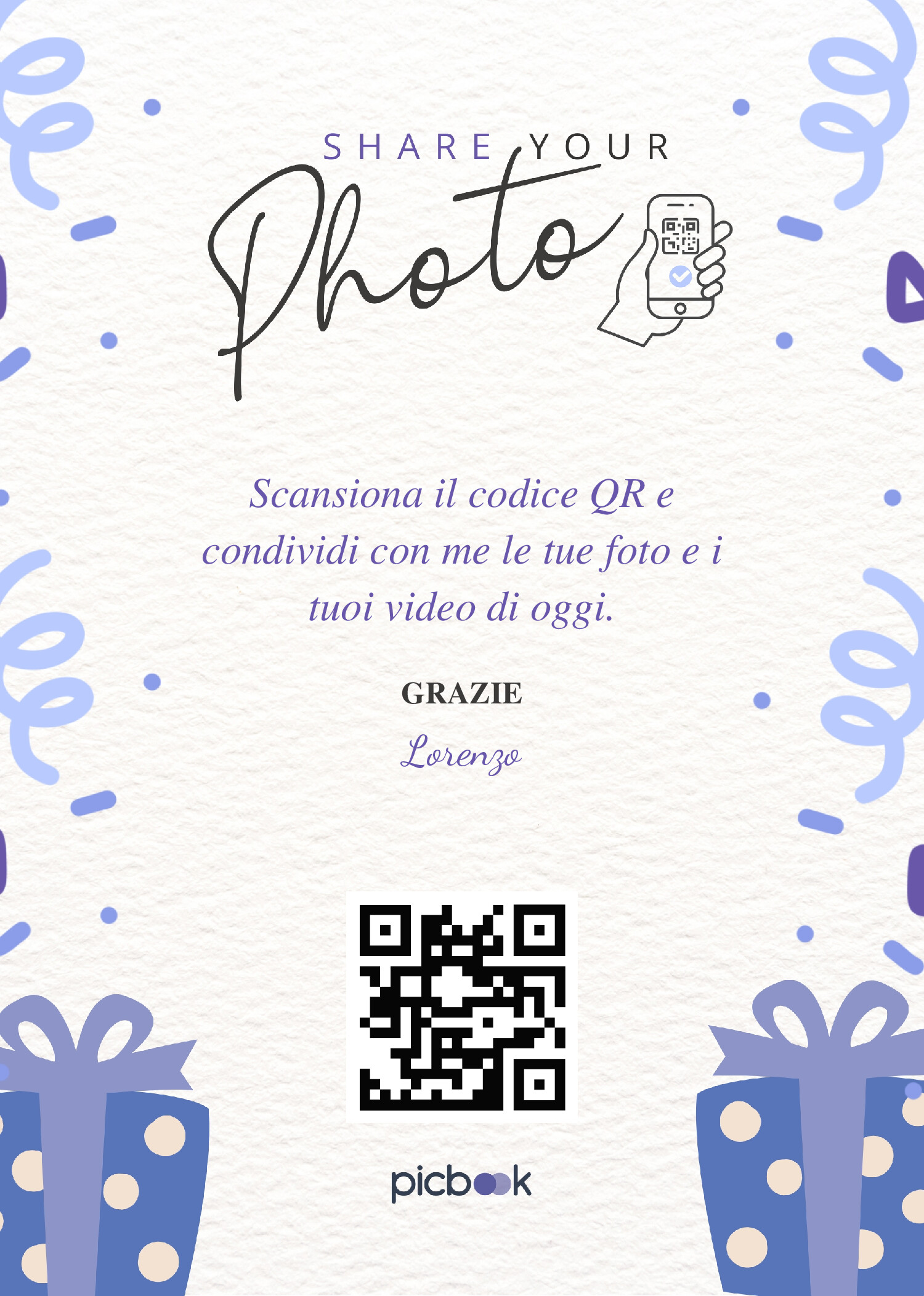QR Code Cornice da tavolo 5x7