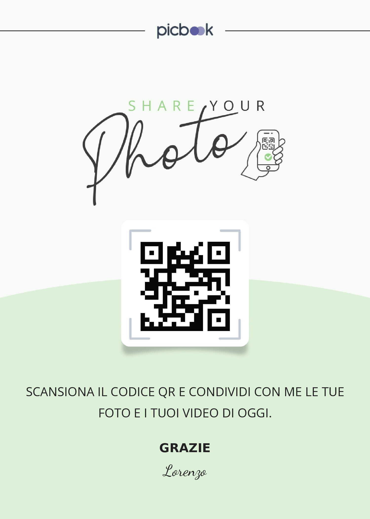 QR Code Cornice da tavolo 5x7
