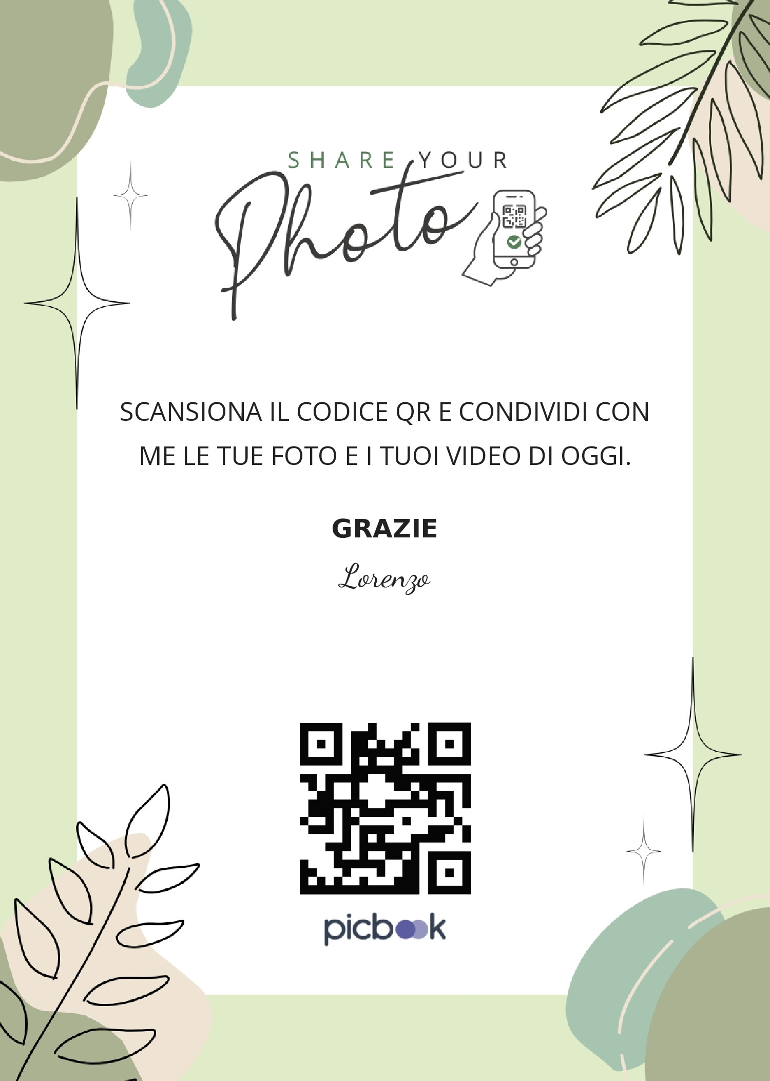 QR Code Cornice da tavolo 5x7
