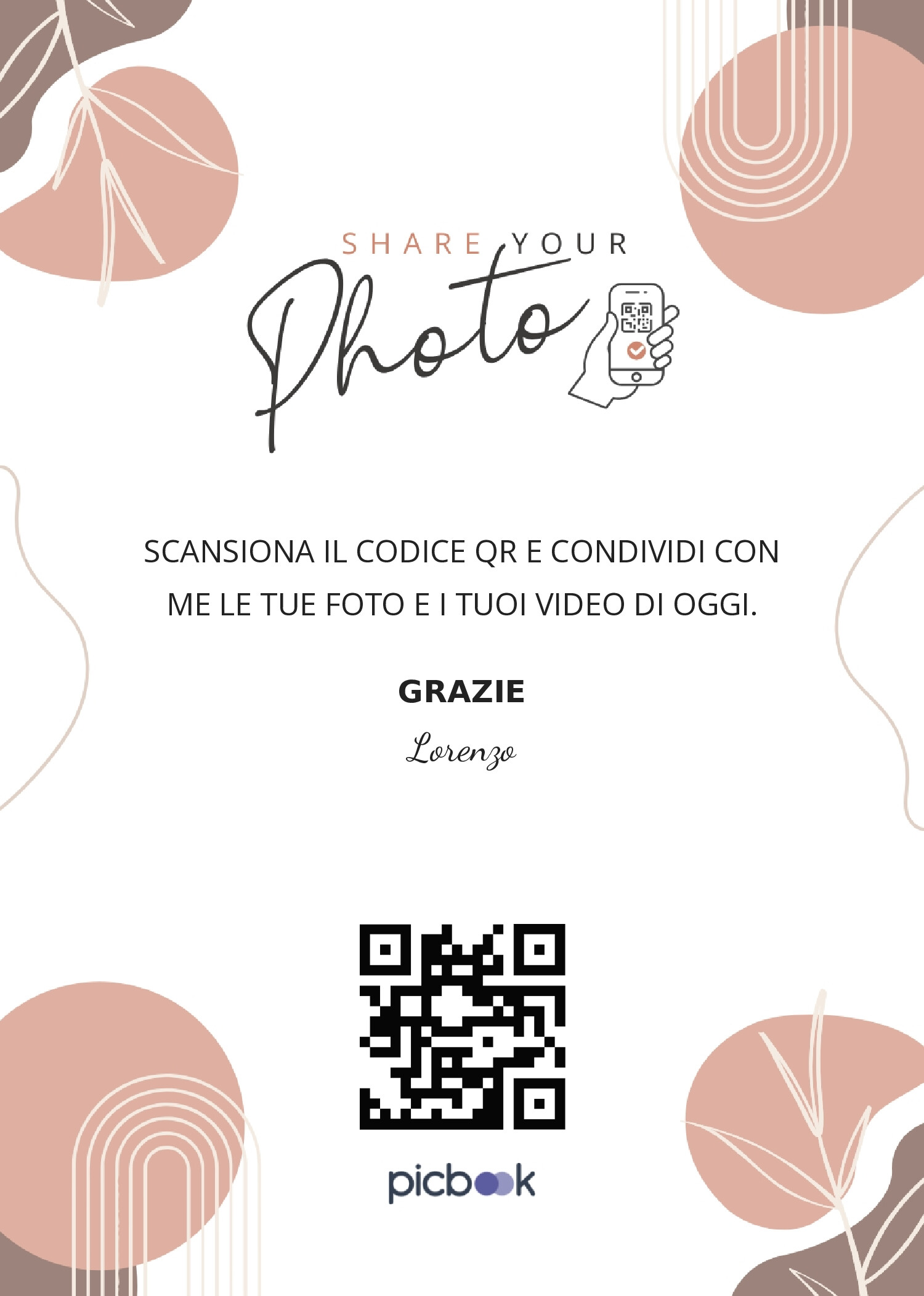 QR Code Cornice da tavolo 5x7