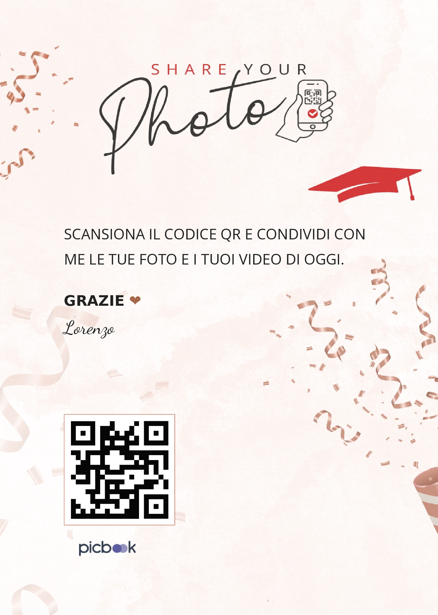 QR Code Cornice da tavolo 5x7