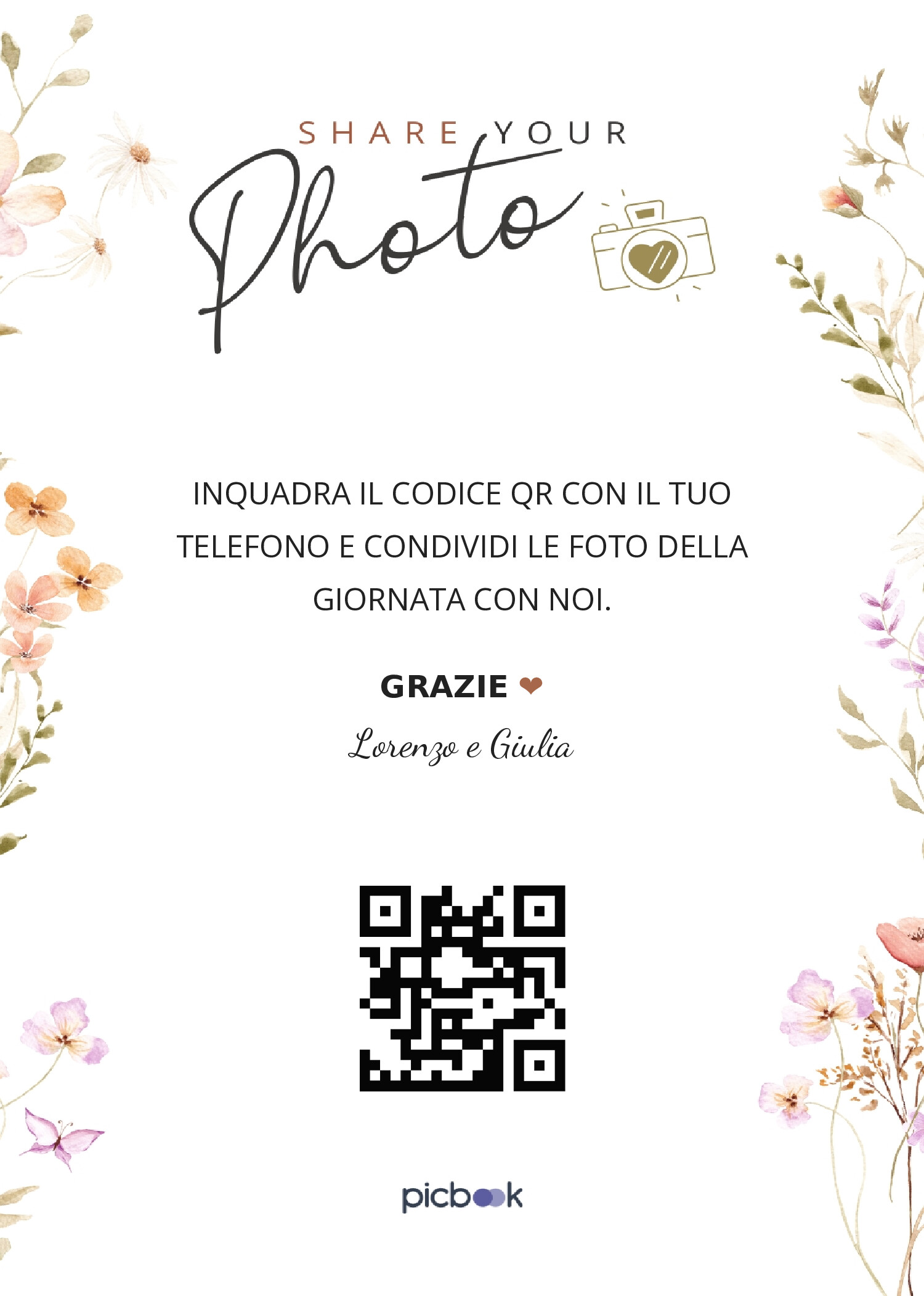 QR Code Cornice da tavolo 5x7
