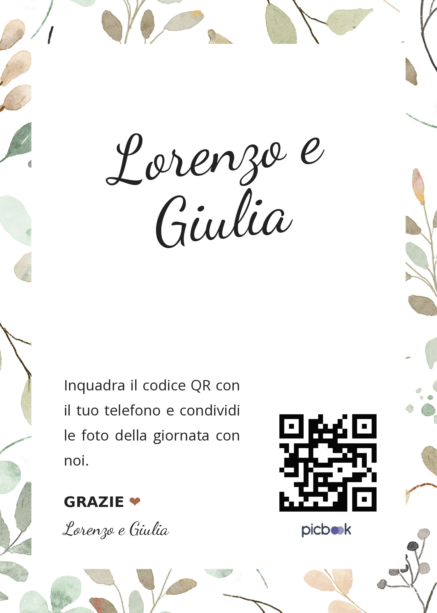 QR Code Cornice da tavolo 5x7