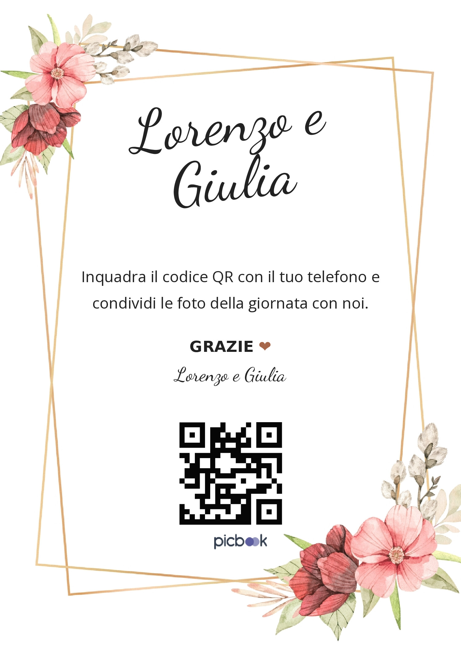 QR Code Cornice da tavolo 5x7