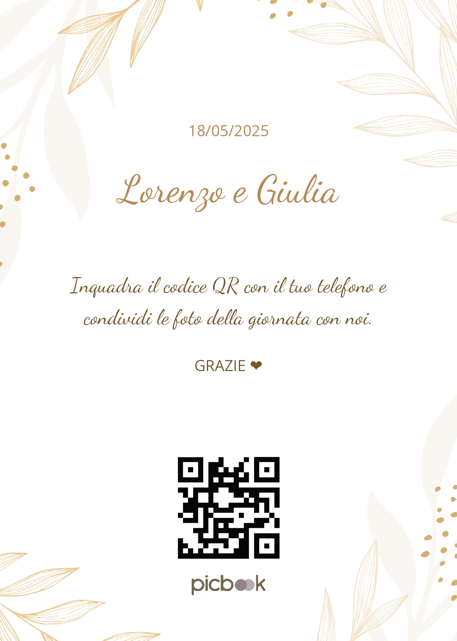 QR Code Cornice da tavolo 5x7